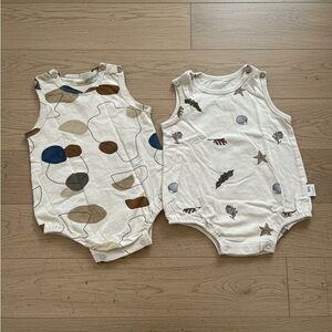 Set of Two Sleeveless Baby Rompers